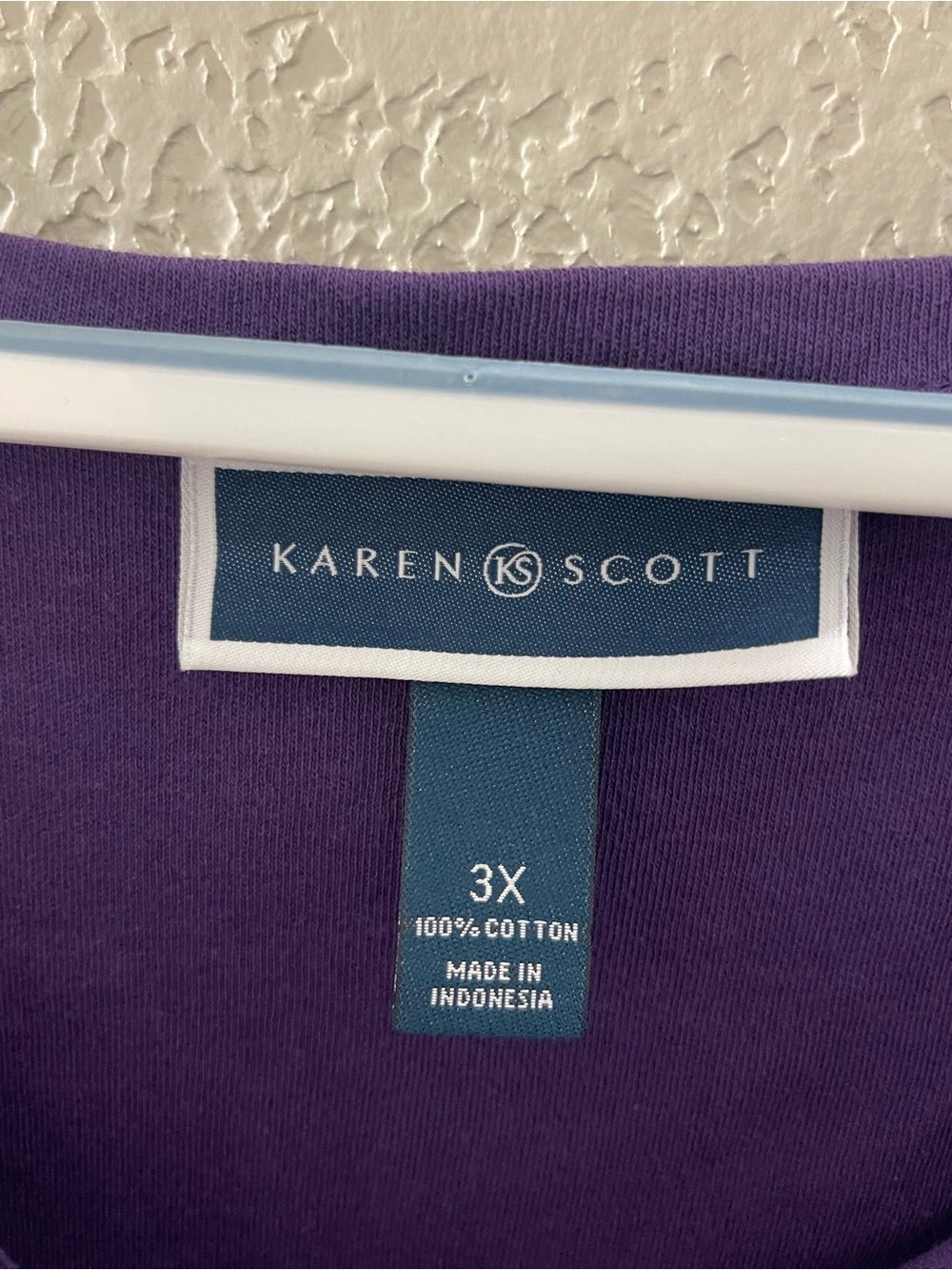 Karen Scott Women’s Deep Purple Three-Button Henley Casual Long Sleeve Top 3X - Picture 6 of 6